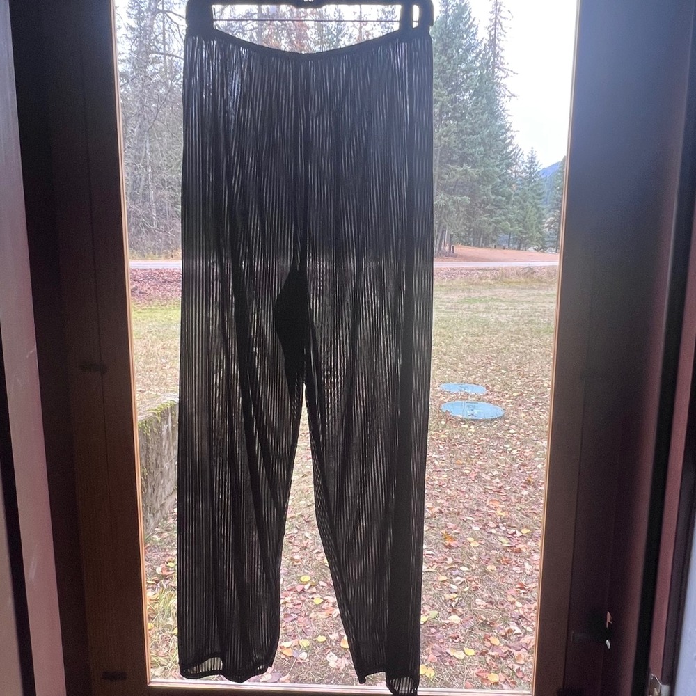VTG Petra Fashions Black Palazzo Slip Pants 1X Wide Leg Loungewear Lingerie Sexy